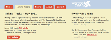 screen grab of Making Tracks site